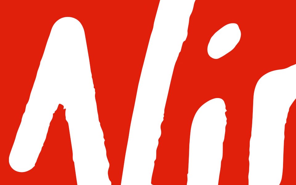 Virgin logo, white on red background