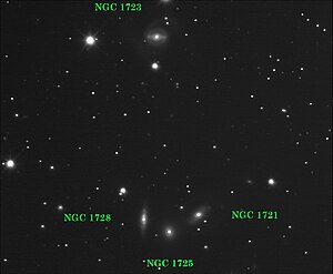 A galaxy group in Eridanus (NGC 1721, NGC 1723, NGC 1725, and NGC 1728)