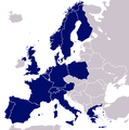1991 (16 members): Poland and Finland join, and Germany has been reunified (post 1993 borders)