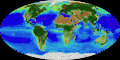 Image 45An animation of the changing density of productive vegetation on land (low in brown; heavy in dark green) and phytoplankton at the ocean surface (low in purple; high in yellow) (from Earth)