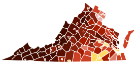 Map of racial plurality in Virginia by county as of the 2020 U.S. census