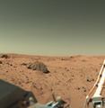 Viking 1, the first of two spacecraft sent to Mars, takes this picture of the landing site in Chryse Planitia (1978)