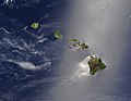  Satellite view of the Pacific Ocean and the main windward Hawaiian Islands