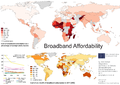 Image 4 Broadband affordability in 2011 This map presents an overview of broadband affordability, as the relationship between average yearly income per capita and the cost of a broadband subscription (data referring to 2011). Source: Information Geographies at the Oxford Internet Institute. (from Internet access)