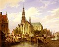 Cornelis Christiaan Dommersen a Capriccio view of Oude Kerk, 1875.