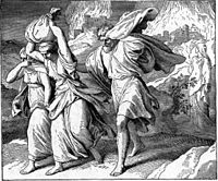 Fleeing Sodom and Gomorrah, Foster Bible, 19th century