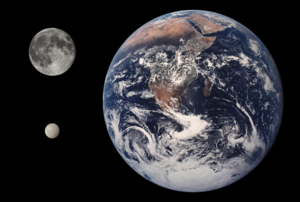 Size comparison of Earth, the Moon, and Tethys