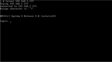 Solaris 2.4 (86Box) connected through Telnet on a virtual machine running Dell Unix. (also on 86Box)