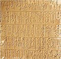 Symbols on a clay tablet (from Human history)