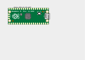 Location of connectors and main ICs on Raspberry Pi Pico