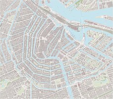 Large-scale map of the city centre of Amsterdam, including sightseeing markers, as of April 2017[update].