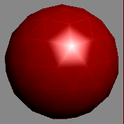 A Gouraud-shaded sphere-like mesh - note the poor behaviour of the specular highlight.