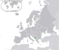 Location of Montenegro (green) in Europe (dark grey)  –  [Legend]