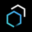 Logo of Carbon Design System, with a white hexagon overlayed by another hexagon (in a blue-cyan gradient) in the bottom-left corner