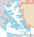 6 deniz mili: Mevcut karasuları. Beyaz: açık denizler.