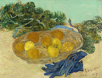 Still Life of Oranges and Lemons with Blue Gloves by Vincent van Gogh, 1889