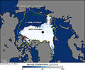 Image 38Sea cover in the Arctic Ocean, showing the median, 2005 and 2007 coverage (from Arctic Ocean)