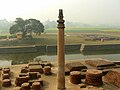 Stone pillar in front of a river (from Human history)