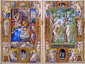 Farnese Hours, an example of a Renaissance illuminated page; by Giulio Clovio; 1537–1546; illumination on parchment; 171 × 111 mm; Morgan Library & Museum (New York City)