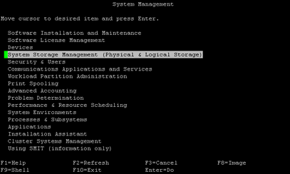 File:Screenshot of IBM AIX SMIT Initial Menu.png