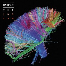 A map of a human brain's pathways placed over a black background. In the top-left, from top to bottom, "MUSE" is written in white, followed by "THE" in white, "2ND" in orange, and "LAW" in red.