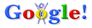 Google logo with Burning Man symbol behind the second O