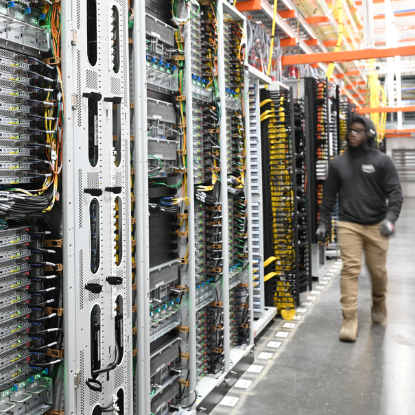 A photo of the inside of an AWS data center.