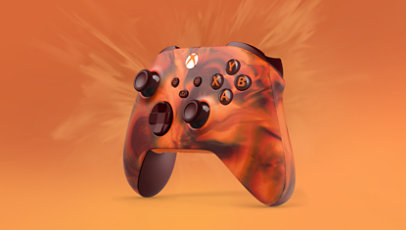 Xbox wireless controller in Fire Vapor colorway.