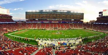 Stadium showing fans during Super Bowl