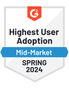 G2 badge highest user adoption for mid-market spring 2024