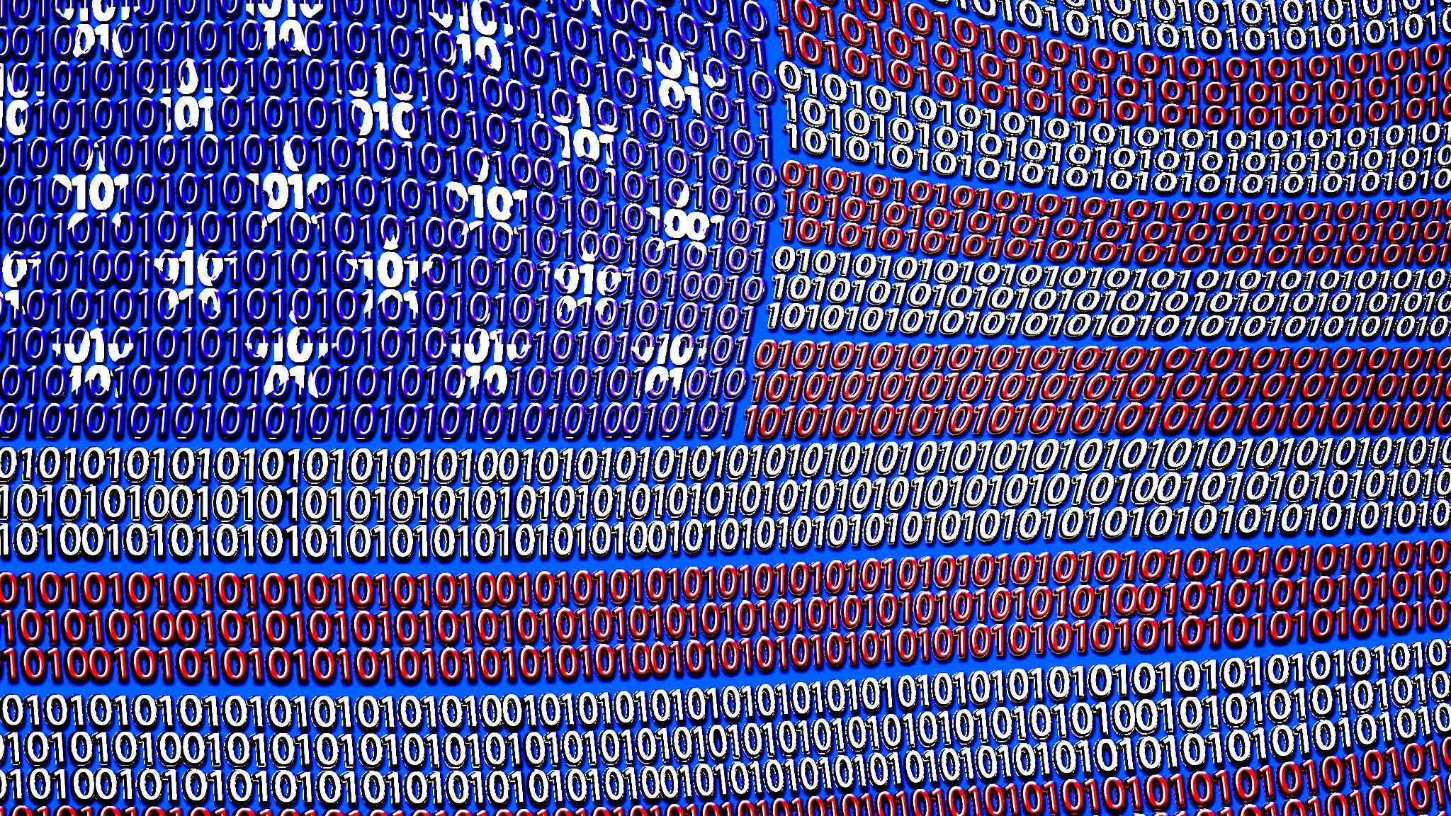 US flag made out of binary code