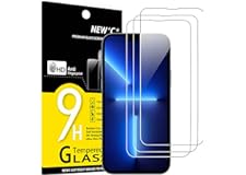 NEW'C [3 Pack Designed for iPhone 14, 13, 13 Pro (6.1") Screen Protector Tempered Glass, Case Friendly Anti Scratch Bubble Fr