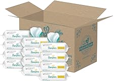 Pampers Sensitive Baby Wipes, Water Based, Hypoallergenic and Unscented, 8 Fip-Top Packs, 4 Refill Packs (1008 Wipes Total) [