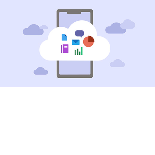 Mobile phone illustration with cloud and apps within the cloud