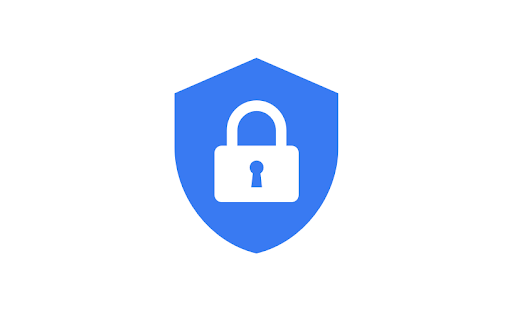 Illustratration of a white padlock on top of a blue shield.