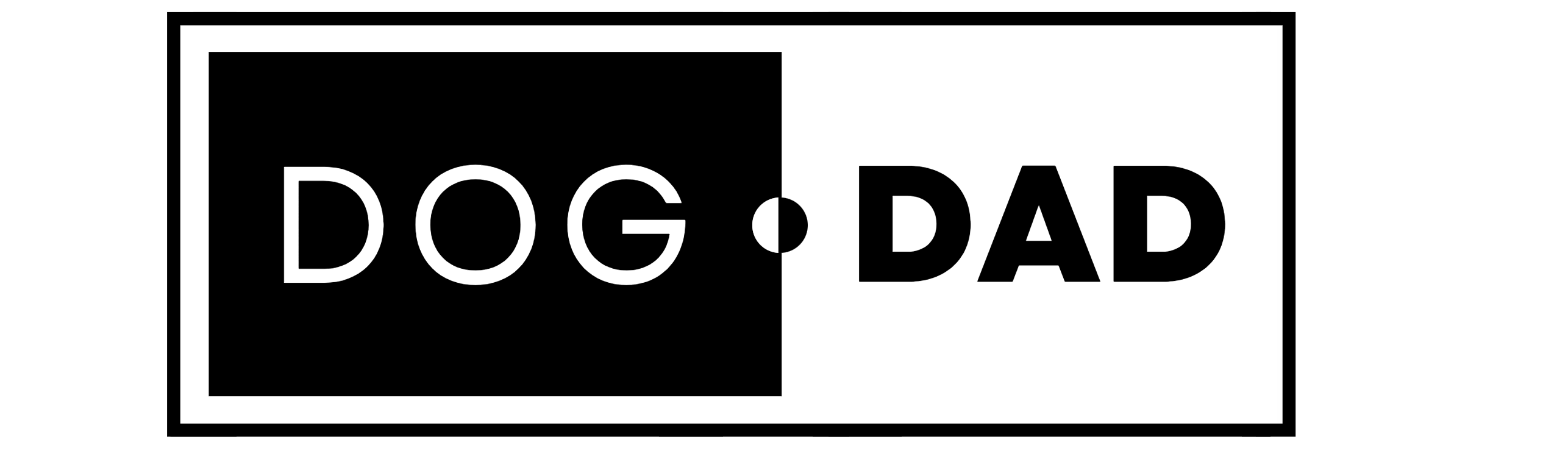 DOG.DAD logo in inverse black and white.