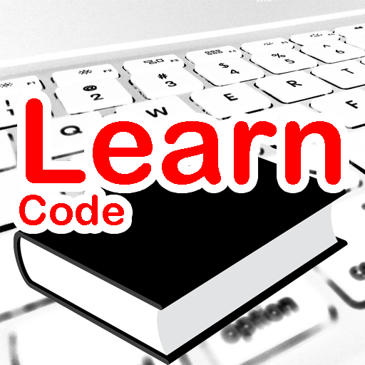 “Learn Code” in red text in front of a black and white book on top of a computer keyboard.