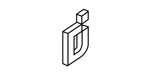 David Imel logo, a three dimensional letter D connected to a three dimensional letter I.