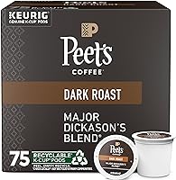 Peet's Coffee, Dark Roast K-Cup Pods for Keurig Brewers - Major Dickason's Blend 75 Count (1 Box of 75 K-Cup Pods)