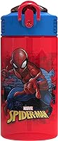 Zak Designs Marvel SpiderMan Kids Spout Cover and Built-in Carrying Loop Made of Plastic, Leak-Proof Water Bottle Design...
