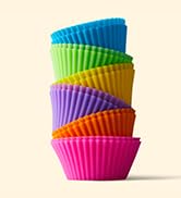 Amazon Basics Reusable Silicone Baking Cups, Muffin Liners - Pack of 12, Multicolor