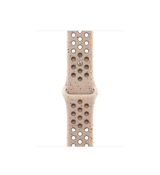 Bracelet Sport Nike Pierre du désert (marron clair), fluoroélastomère lisse doté de perforations pour une meilleure aération, et système de fermeture à clou et passant