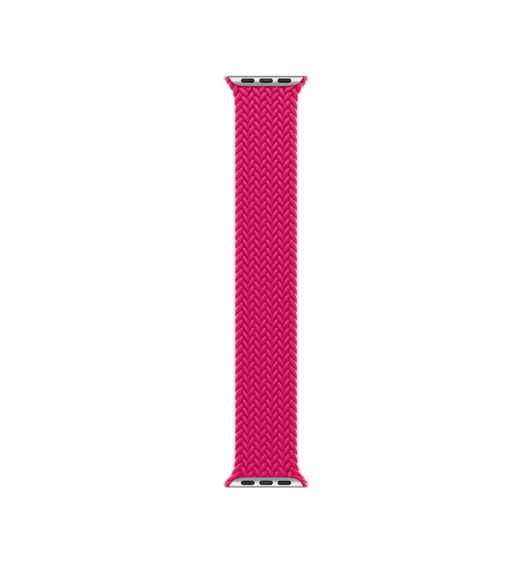Bracelet Boucle unique tressée framboise rouge, en polyester tissé et fils de silicone sans fermoir ni attache
