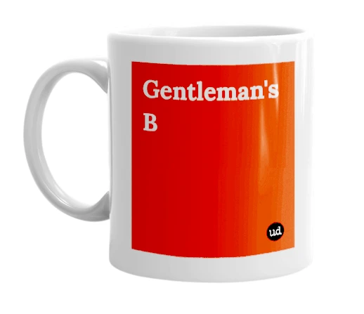 White mug with 'Gentleman's B' in bold black letters