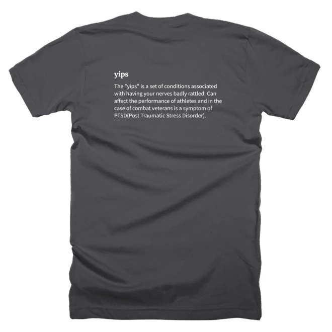 T-shirt with a definition of 'yips' printed on the back