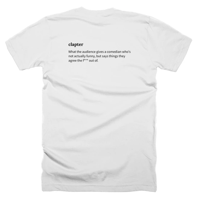 T-shirt with a definition of 'clapter' printed on the back