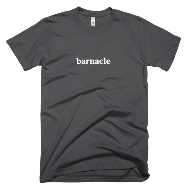 T-shirt with 'barnacle' text on the front