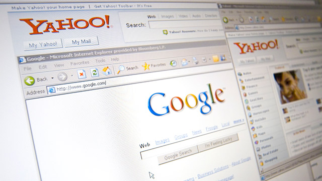 PHOTO: Yahoo! and Google logos