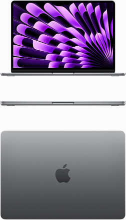MacBook Air i stellargrå vist forfra og ovenfra