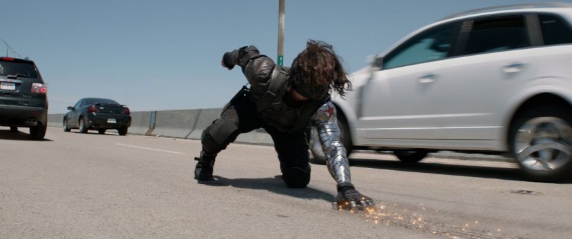 The Winter Soldier in the roadway battle.